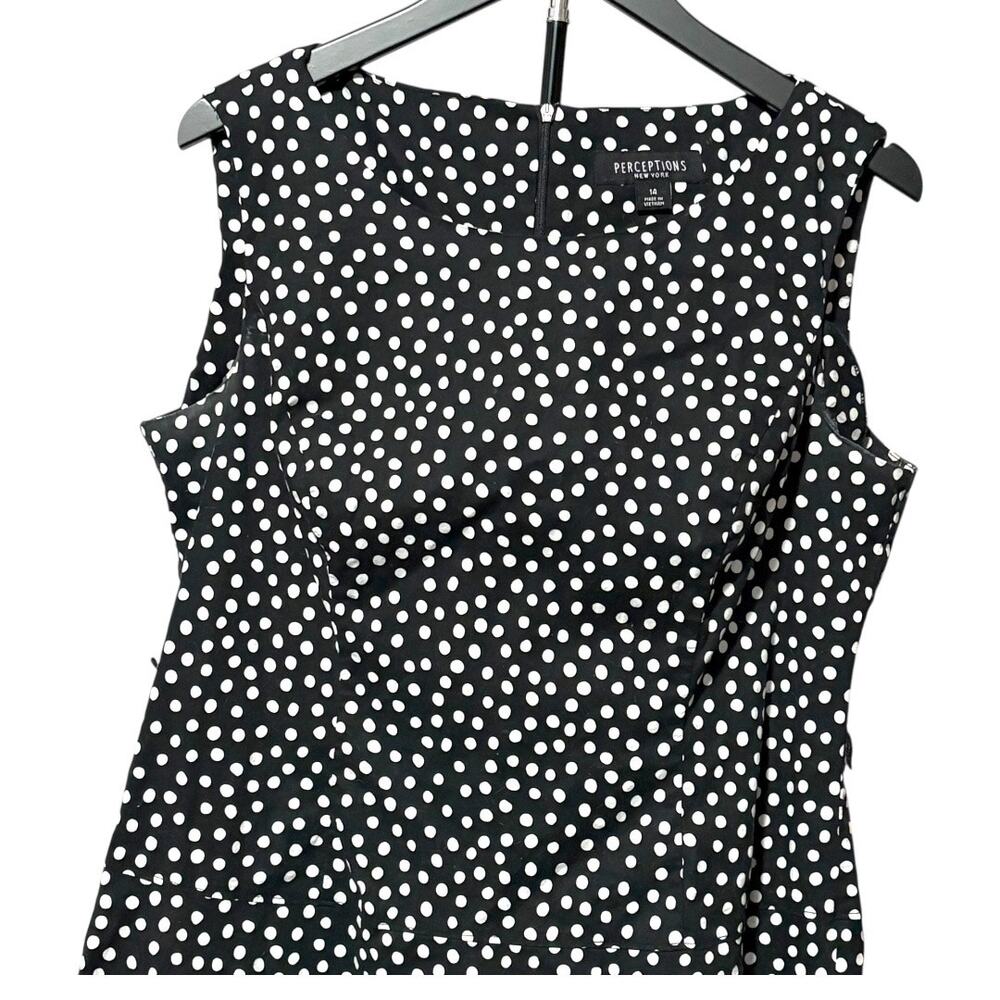 Tailored Polka Dot Dress - 14edium Sleeveless Classic Midi Fit & Flare - Picture 5 of 16